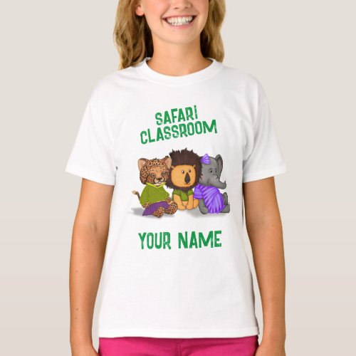 Custom Safari Classroom Cheetah Lion Elephant T_Shirt