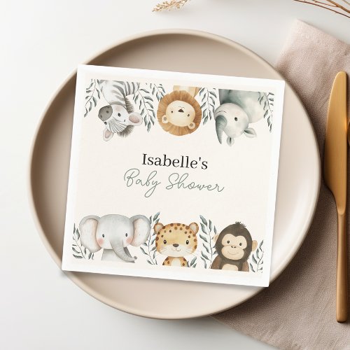Custom Safari Jungle Animals Baby Shower Paper Napkins