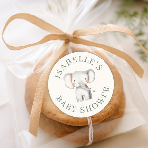 Custom Safari Jungle Elephant Baby Shower Classic Round Sticker