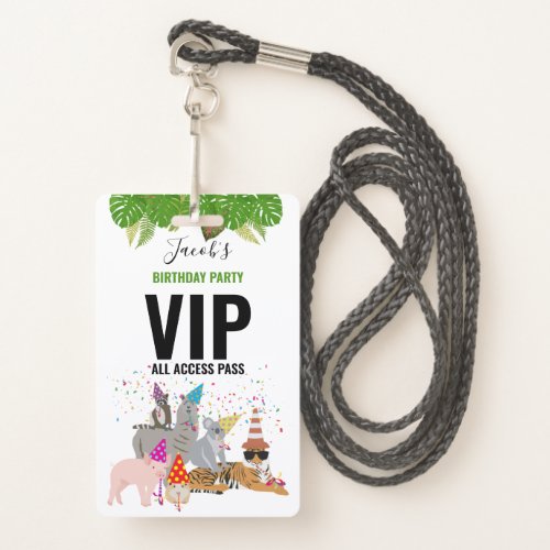 Custom Safari Jungle Zoo Birthday Party Pass Favor Badge