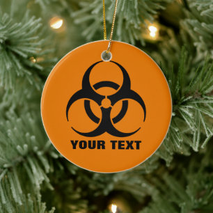 Custom Safety Orange Biohazard Symbol Warning Sign Ceramic Ornament