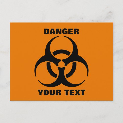 Custom Safety Orange Biohazard Symbol Warning Sign Postcard