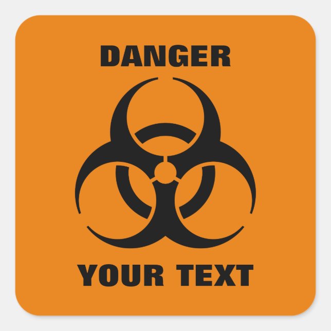 Custom Safety Orange Biohazard Symbol Warning Sign Square Sticker (Front)
