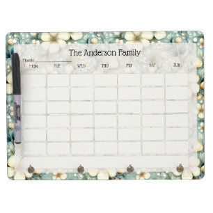 Custom Sage Floral Dry Erase Calendar Board
