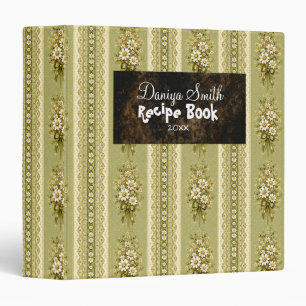 Custom Sage Floral Recipe Book Personalized Cover 3 Ring Binder