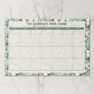 Custom Sage Floral Weekly Planner Notepad Paper Pad