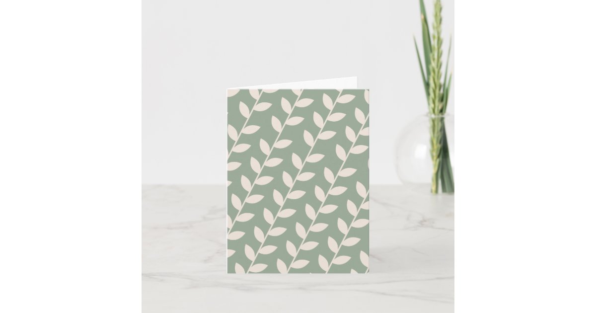 Custom Sage Green 70s Retro Leaf Pattern Card | Zazzle