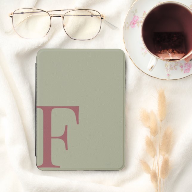 Custom Sage Green Bold Initial Monogram Kindle Cover (In Use (Hygge))