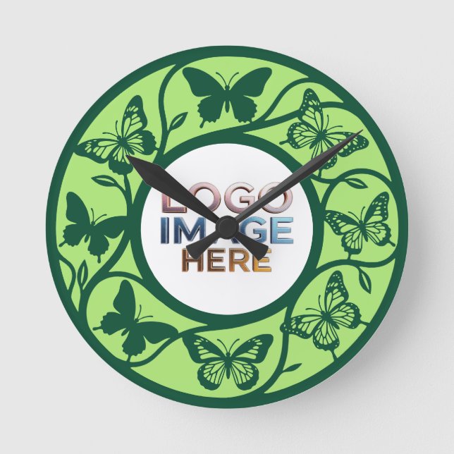 Custom Sage Green Butterfly Wall Clock (Front)