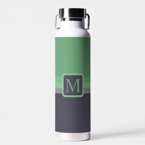 Custom Sage Green Charcoal Grey Color Block Water Bottle