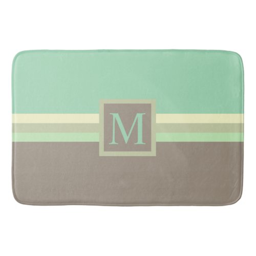 Custom Sage Green Cream Grey Color Block Bath Mat