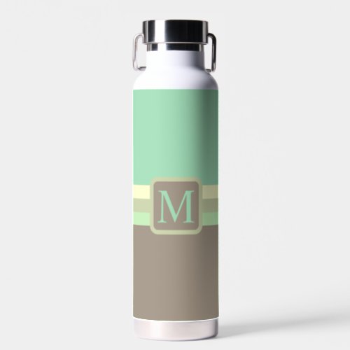 Custom Sage Green Cream Grey Color Block Water Bottle
