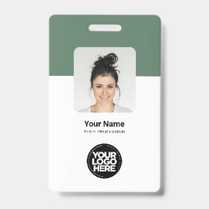 Custom Sage Green Employee Modern ID QR Badge