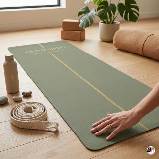 Custom Sage Green & Gold Minimalist Blocks, & Bott Yoga Mat