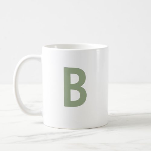 Custom sage green large initial letter modern coffee mug