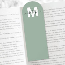 Custom Sage Green Monogram Name Bookmarks