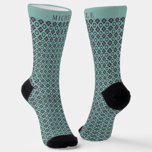 Custom Sage Green Purple Dot Geometric Pattern  Socks