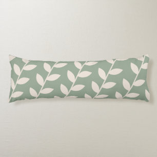 Custom Sage Green Retro Leaf Pattern  Body Pillow
