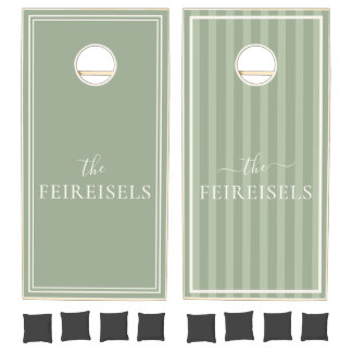  Custom Sage Green Stripe Wedding Cornhole Set