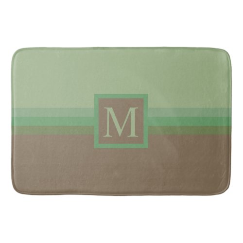 Custom Sage Olive Green Grey Brown Color Block Bath Mat