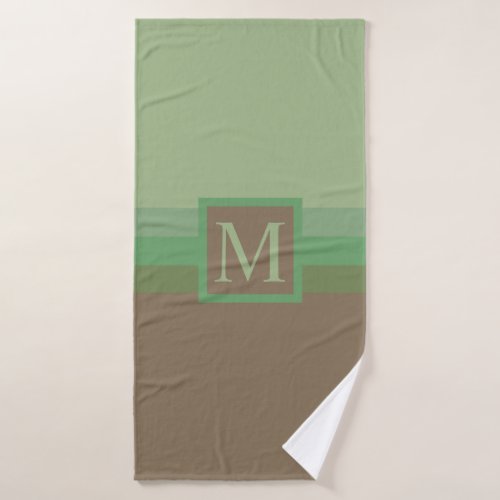 Custom Sage Olive Green Grey Brown Color Block Bath Towel