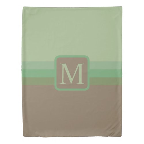 Custom Sage Olive Green Grey Brown Color Block Duvet Cover