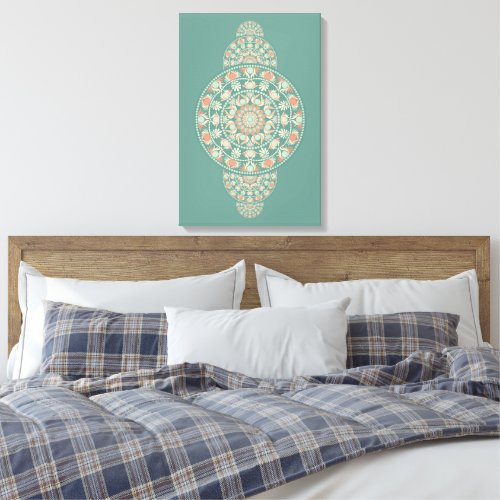 Custom Sage &amp; Sand Retro Ornamental Mandala Canvas Print