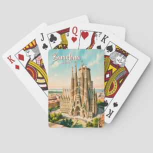 Custom Sagrada Familia Barcelona Travel Watercolor Poker Cards