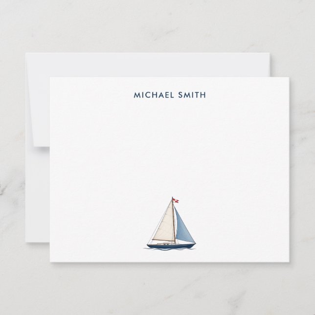 Custom Sailboat Nautical Note Card (Front)