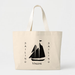 Custom Sailboat Sea Silhouette Tote Bag