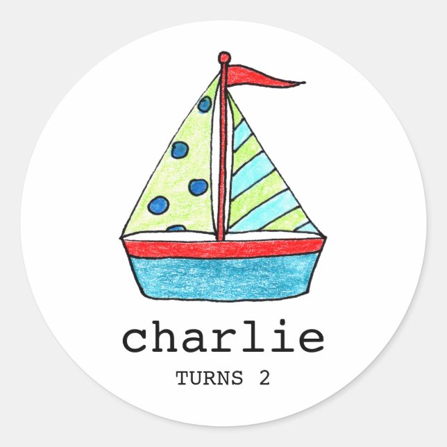 Custom Sailboat Stickers |  Cake Toppers (Front)
