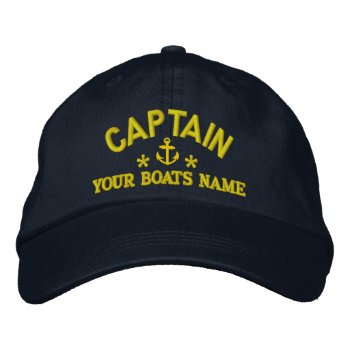 Custom Sailing Boat Captains Embroidered Baseball Cap by customthreadz at Zazzle