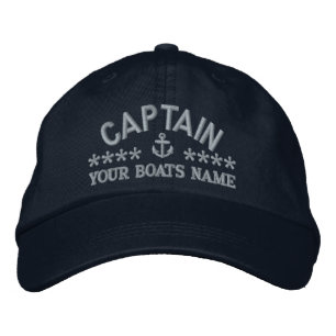 Custom sailing boat captains embroidered baseball cap