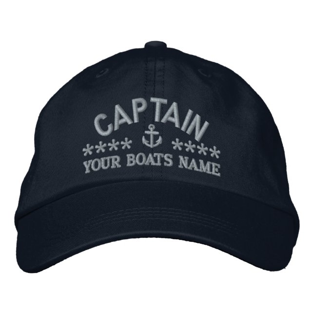 Custom sailing boat captains embroidered baseball cap (Front)