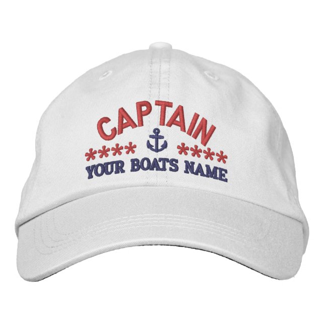 Custom sailing boat captains embroidered baseball cap (Front)