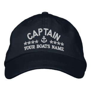 Custom sailing boat captains embroidered baseball cap