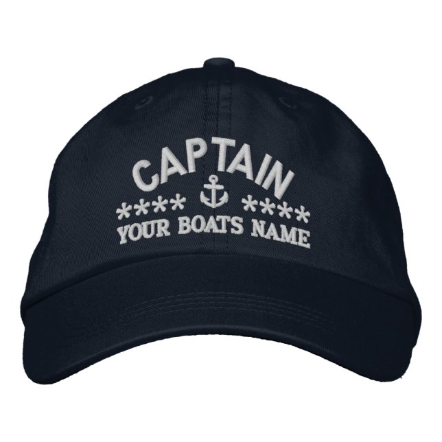Custom sailing boat captains embroidered baseball cap (Front)