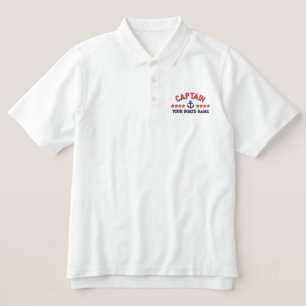 Custom sailing boat captains embroidered polo shirt