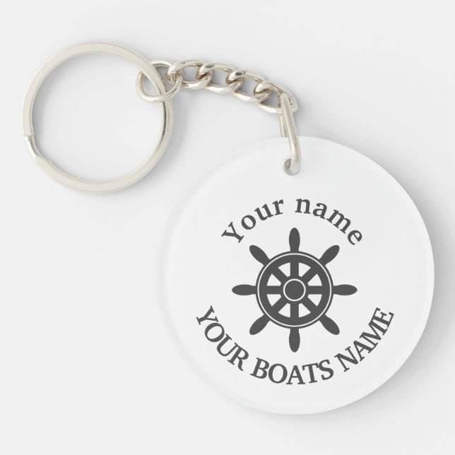 Custom sailing boat name nautical keychain (Front)