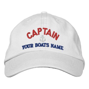 Custom Sailing Captains Embroidered Baseball Cap by customthreadz at Zazzle
