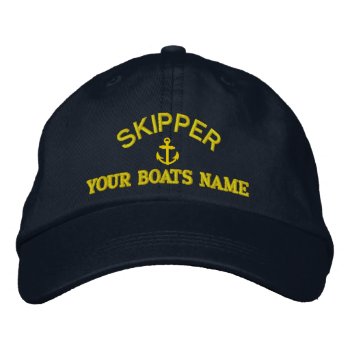 Custom Sailing Skipper Captains Embroidered Baseball Cap by customthreadz at Zazzle