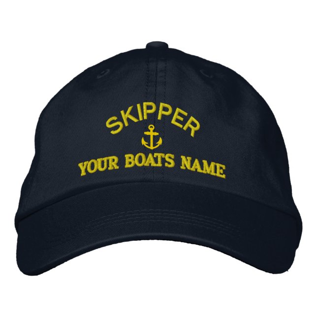 Custom sailing skipper captains embroidered baseball cap (Front)