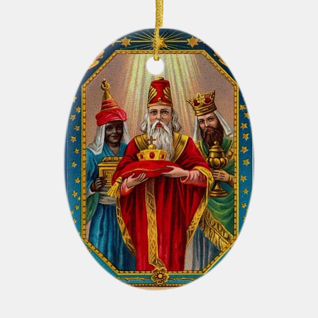Custom Saint Nicholas Wisemen Christmas Ornament (Front)