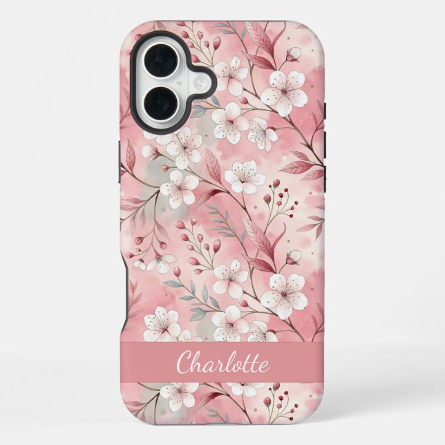 Custom Sakura Flower Pattern Pink  Iphone Case (Back)