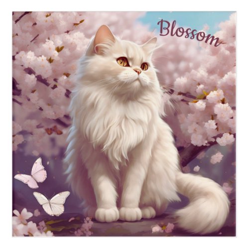 Custom Sakura the Cat in Cherry Blossom Forest Acrylic Print