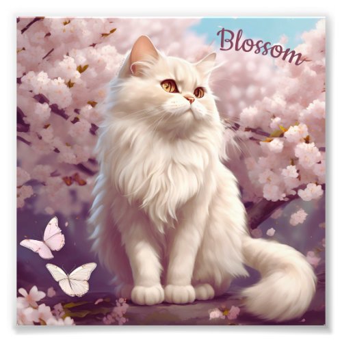 Custom Sakura the Cat in Cherry Blossom Forest Photo Print