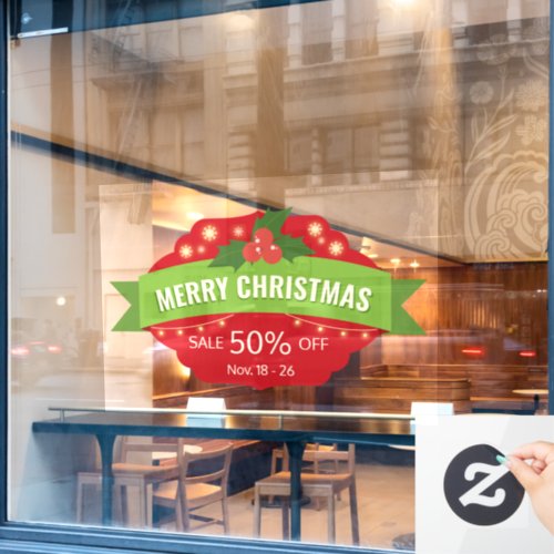 custom Sale Merry Christmas Holiday Vibes Store  Window Cling