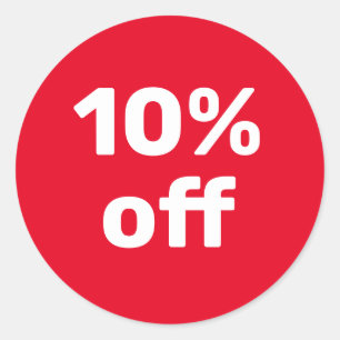 Custom SALE STICKER 10% OFF RED WHITE