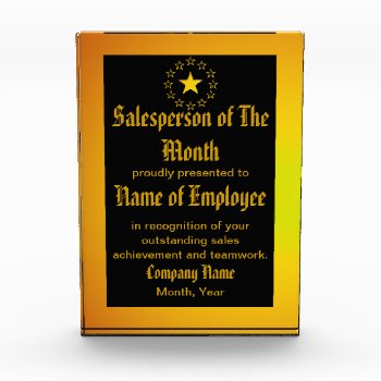 Custom Salesperson Of The Month Award by ChickiePlates at Zazzle