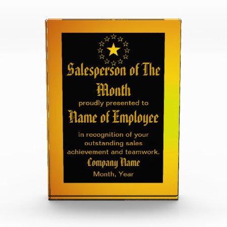 Custom Salesperson Of The Month Award